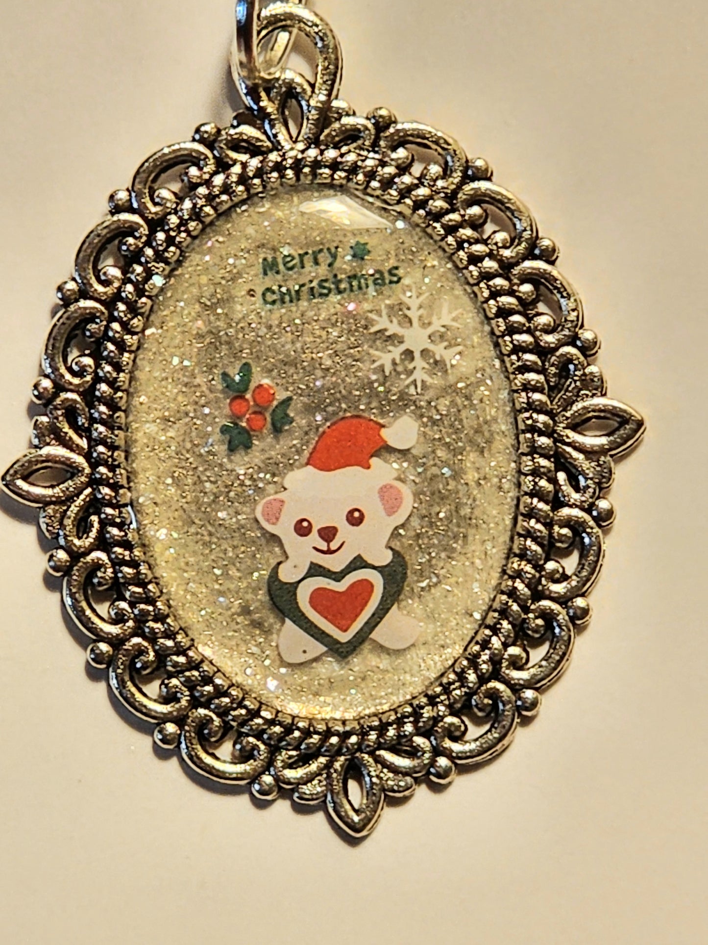 Silver Vintage Pendant Christmas Necklace