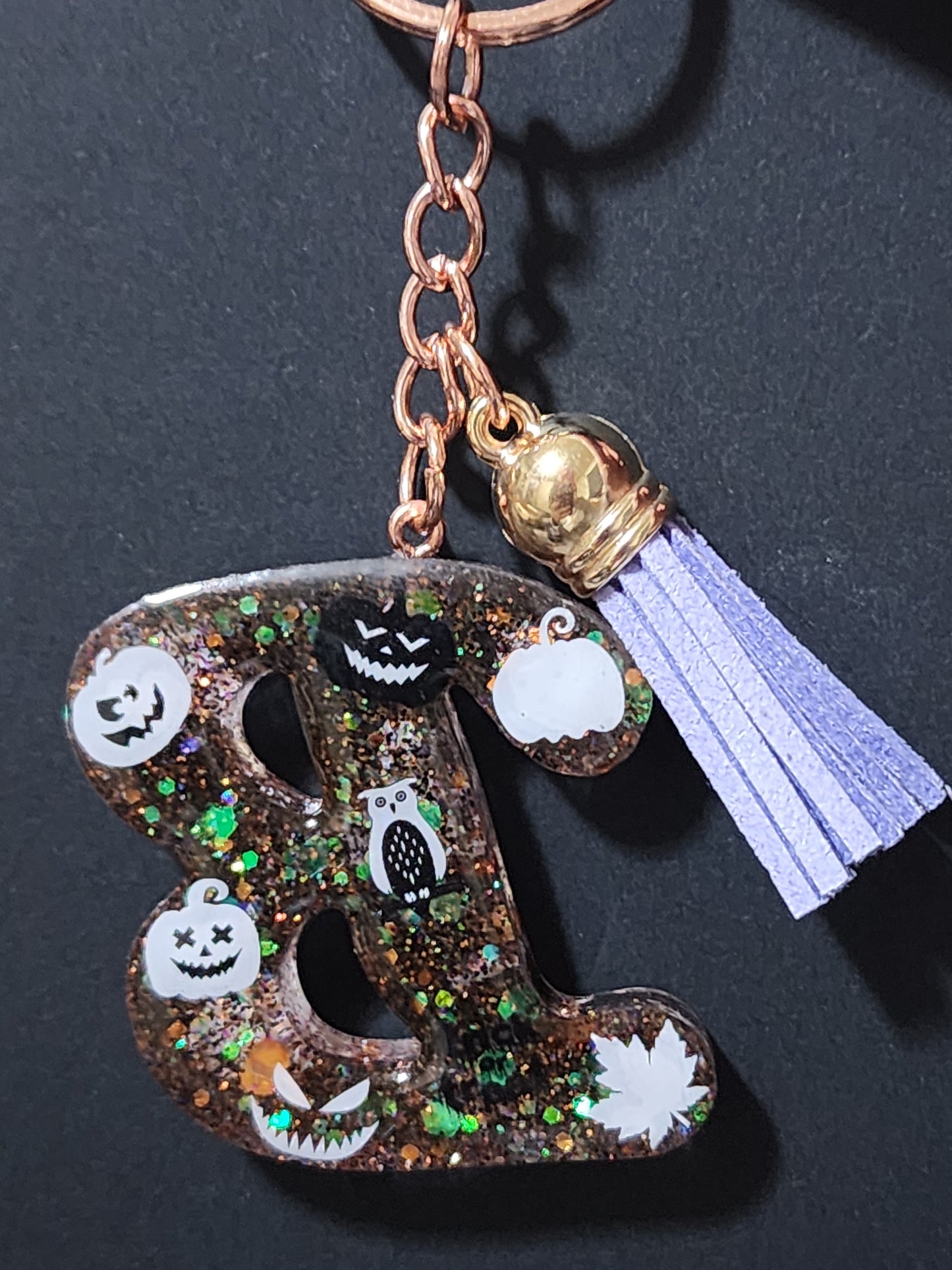 Halloween themed Initials Keychains