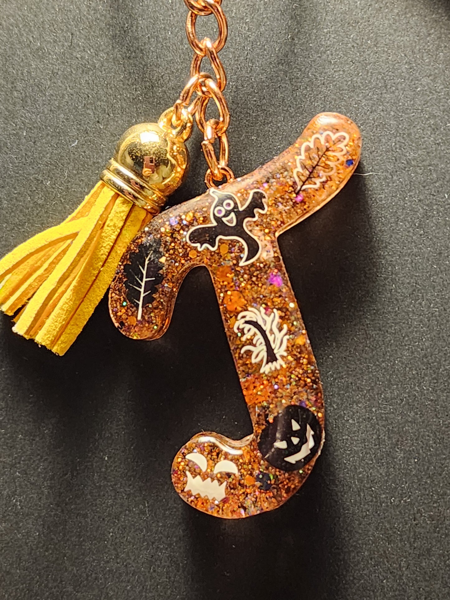 Halloween themed Initials Keychains