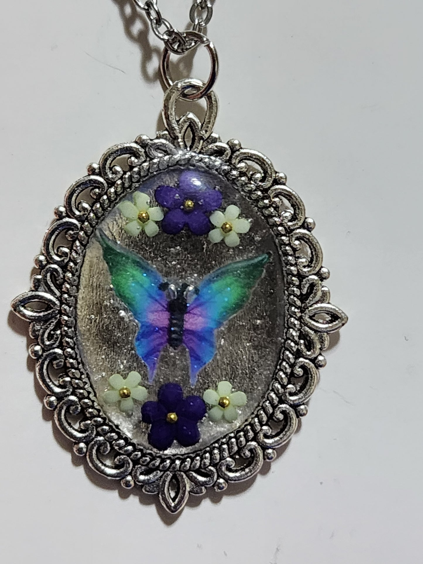 Purple & Turquoise Butterfly Pendant