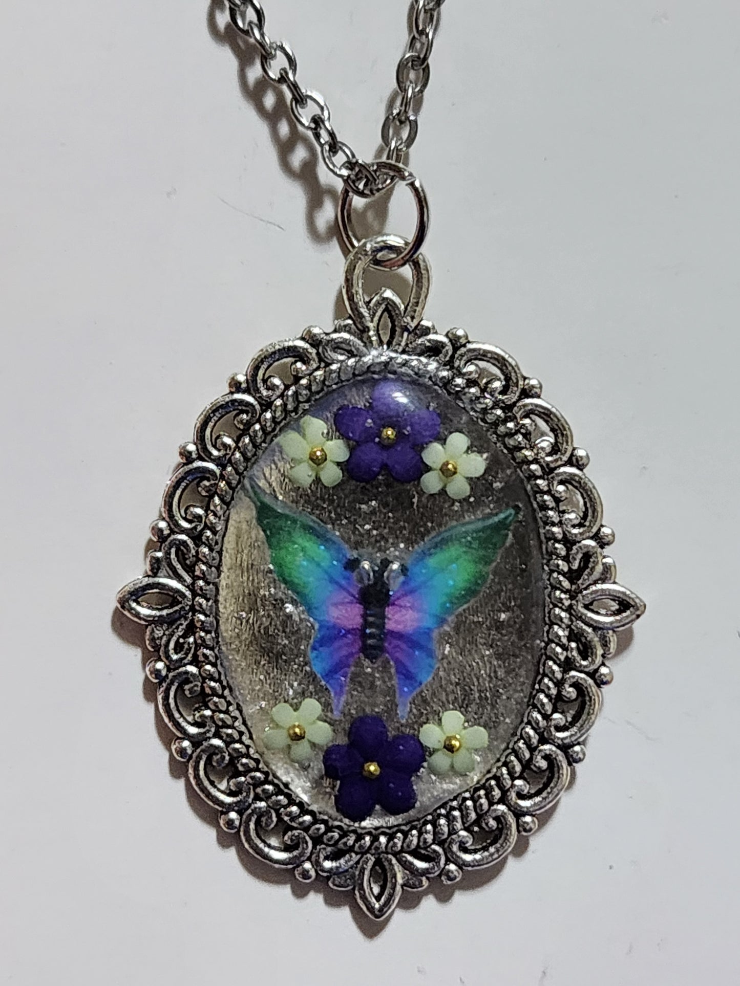 Purple & Turquoise Butterfly Pendant