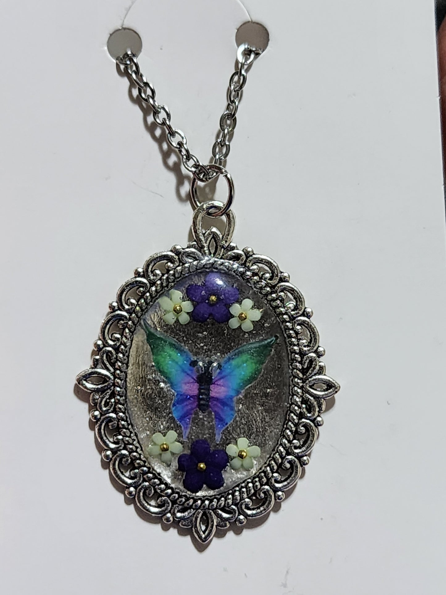 Purple & Turquoise Butterfly Pendant